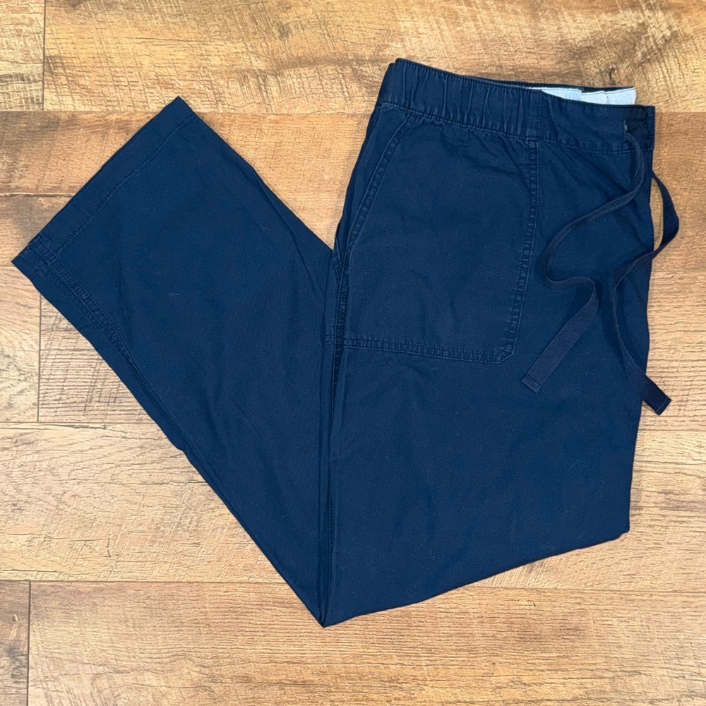 Lands’ End Women’s Cropped Navy Drawstring Waist Chino Pants